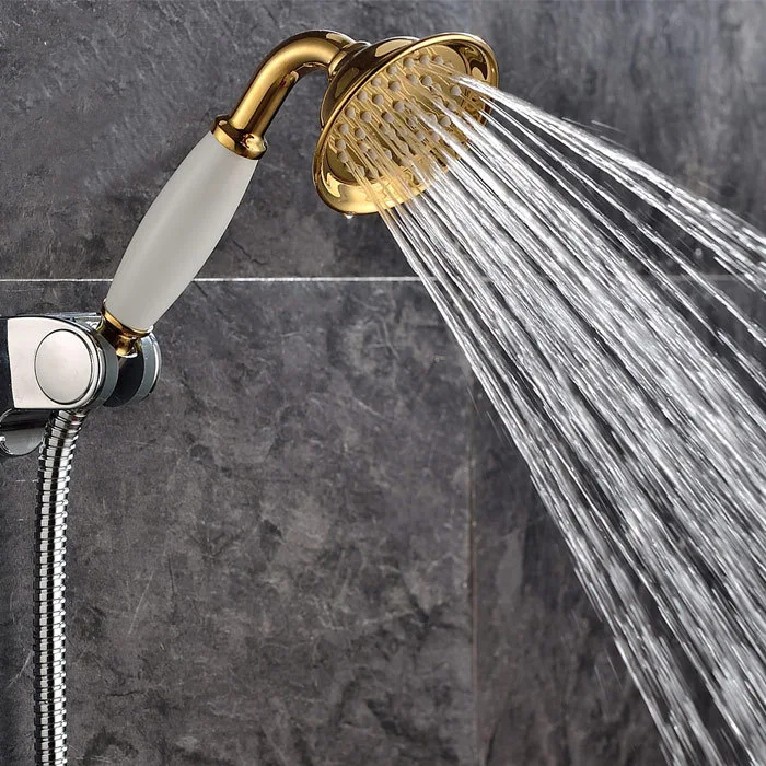 Bathroom Gold solid brass handheld shower head shower set with ABS