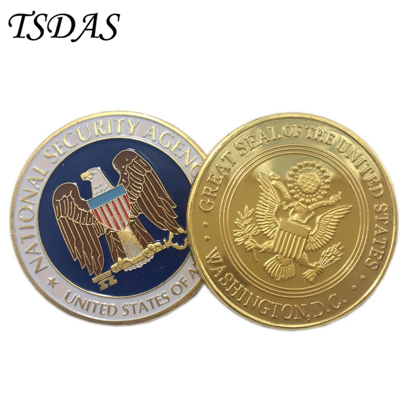 Монета Центрального управления США 40*3 мм, красочная монета с покрытием из чистого золота, монета с ЦРУ, как сувенирный подарок