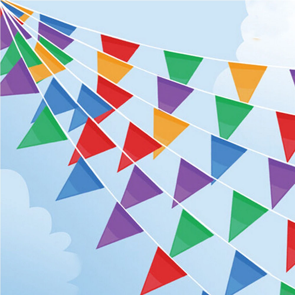 

10M Fabric Colorful Triangular Flag Hanging Banners Party Supplies Bunting Garland Happy Birthday Baby Shower Festival Props