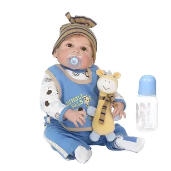 

22 Inch Realistic Reborn Doll Soft Full Silicone Vinyl Newborn Babies Boy Lifelike Handmade Toy For Children Birthday Gift