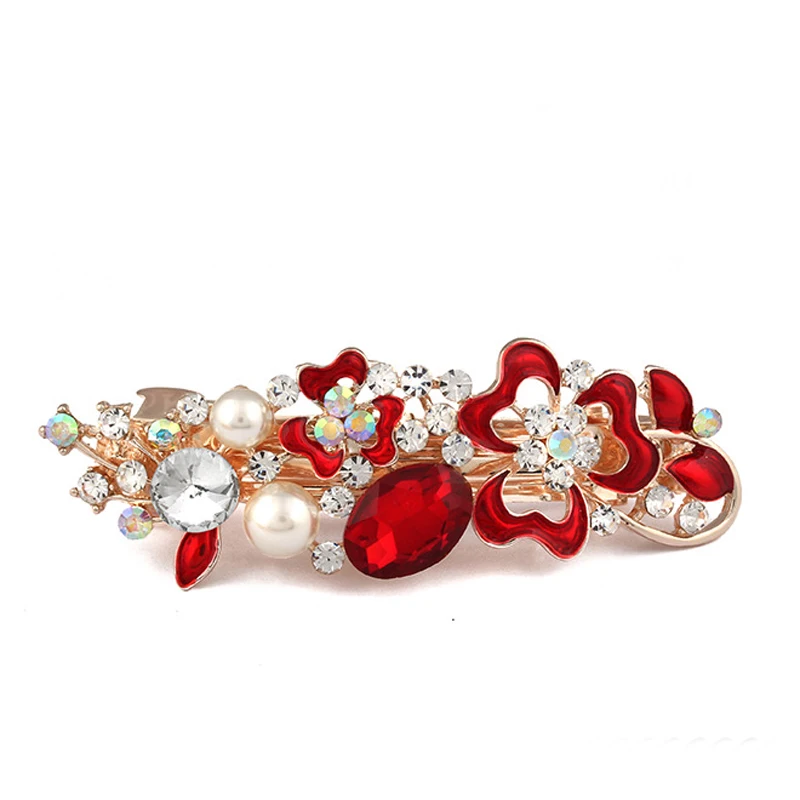 Hair Braid Accessories Floral Hair Clips Hairpins Crystal Metal Barrette Hair Pins Pearl Rhinestone Flower Women Styling Tools