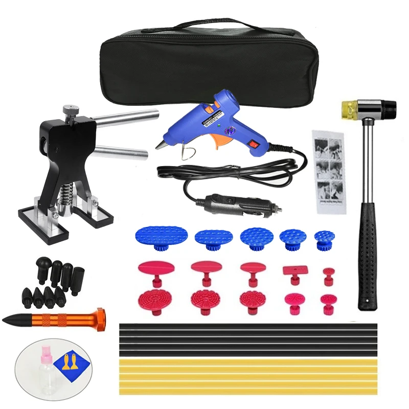 

41Pcs/Set 12V Glue-Gun Metal Dent Lifter-Glue Puller Tab Car Body Hail Removal Paintless Car Painless Dent Repair Hail Removal