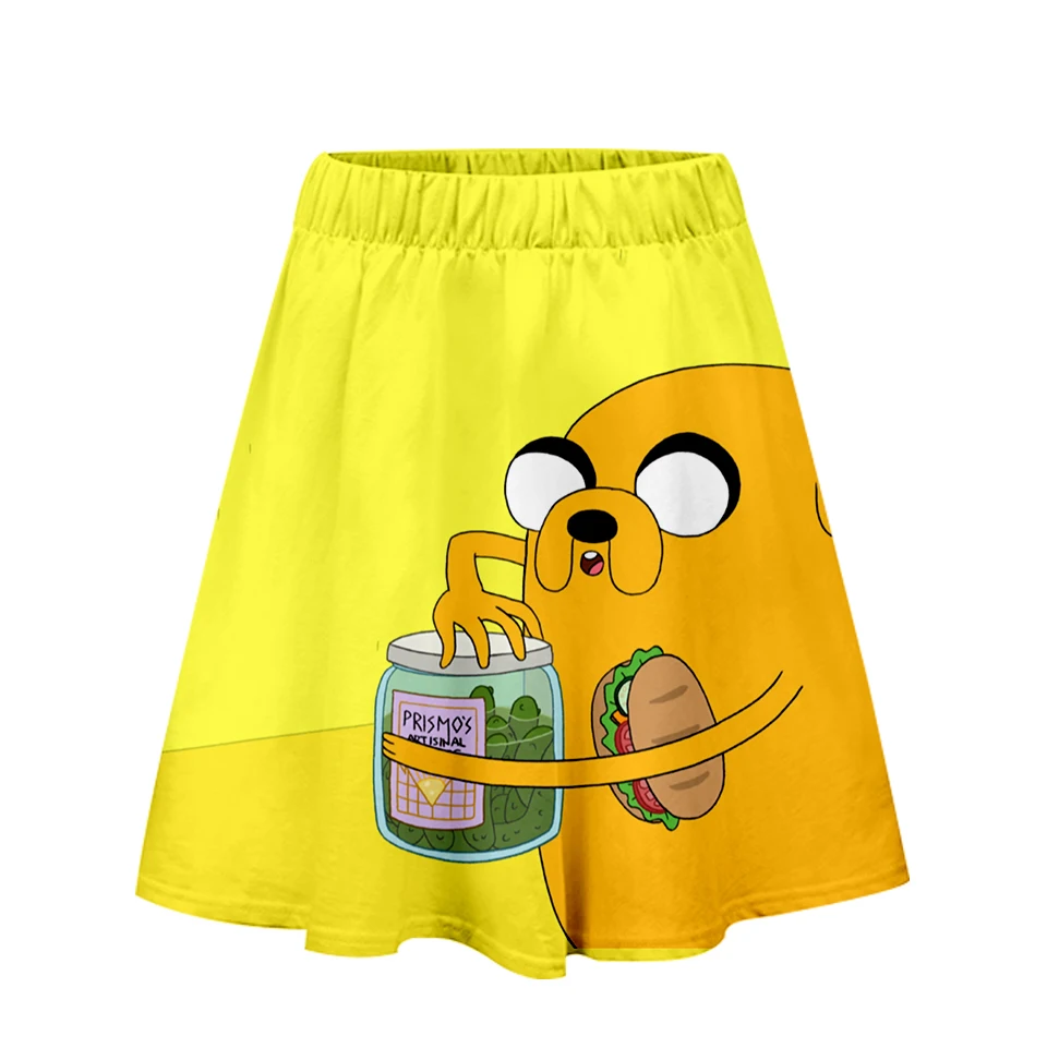 3D Adventure Time Two Pieces Sets Skirt Women Loose Summer O Neck T-shirt plus Short Skirts Beautiful Girl | Женская одежда