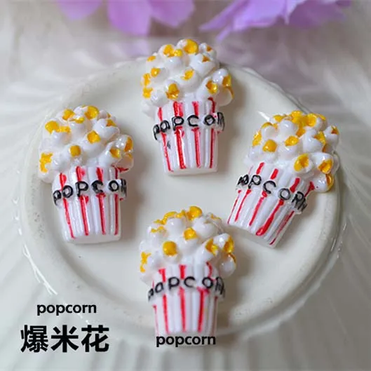 

10pcs 2.5cmx1.7cm popcorn resin flatback for sticker on the phone fridge magnet stickers diy craft supplies