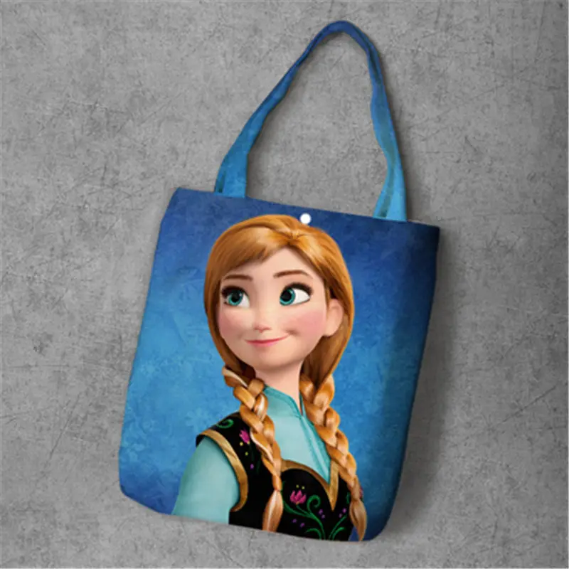 Disney мультфильм сумочка с принцессой Экологическая сумка шопинг Холодное сердце Эльза и Анна сумка тканевая через плечо сумка - Цвет: Розовый