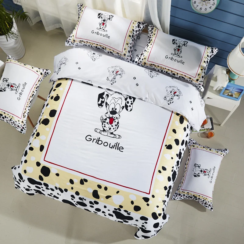 

Cartoon Dog bed linen set Queen King sizes bedding set 4pcs Quilt Cover Duvet Cover soft and comfortable bed sheet bed set new
