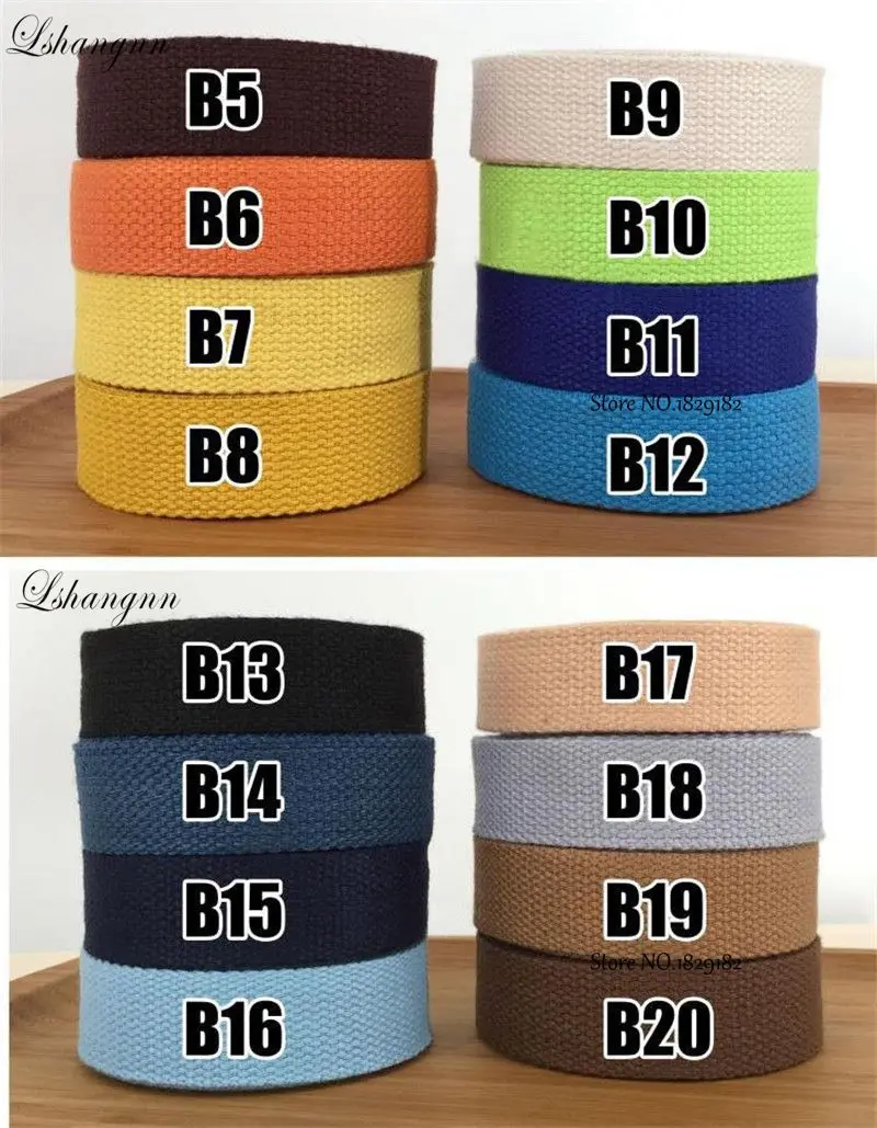 Lshangnn 25mm( 1") Canvas Backpack Belt Polyester Cotton Webbing Ribbon Bag Belt Strap Garments Crafts Accessories 40 Colours