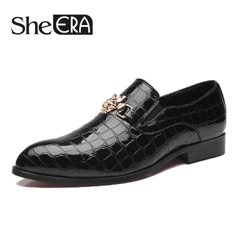

2018 N Men Shoes Split Leather Formal Business Italy Men Oxfords Shoe Crocodile pattern Wedding Party Brogue Shoes Flat Homme