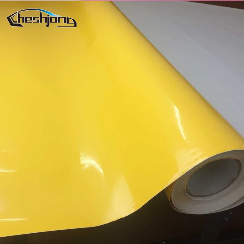 

High Glossy Yellow Vinyl Sticker Adhesive PVC Car Styling Decal Gloss Film Sheet For HOOD Roof Scooter Motorcycle Wrap
