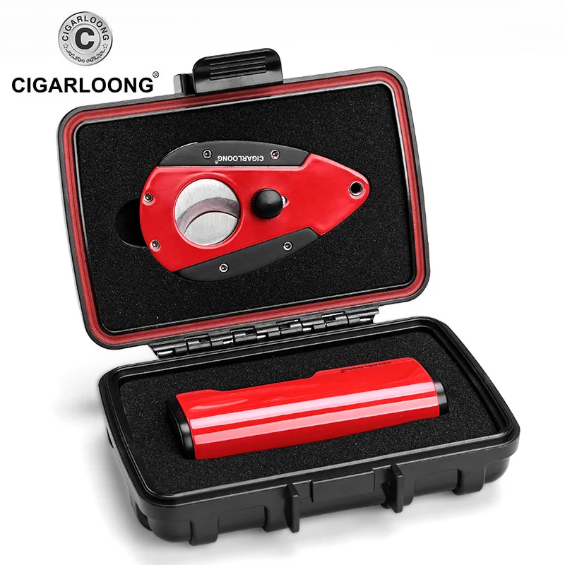 

CL-TZ008 Cohiba luxury cigar cutter with lighter touch windproof gift box case sets
