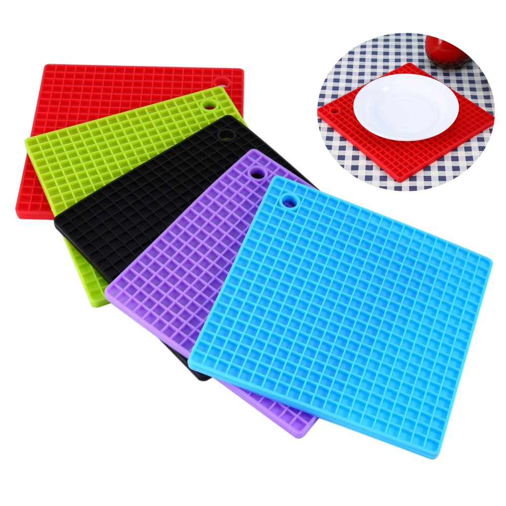 17cm Square Silicone Placemats For Table Non slip Heat Resistant Mat