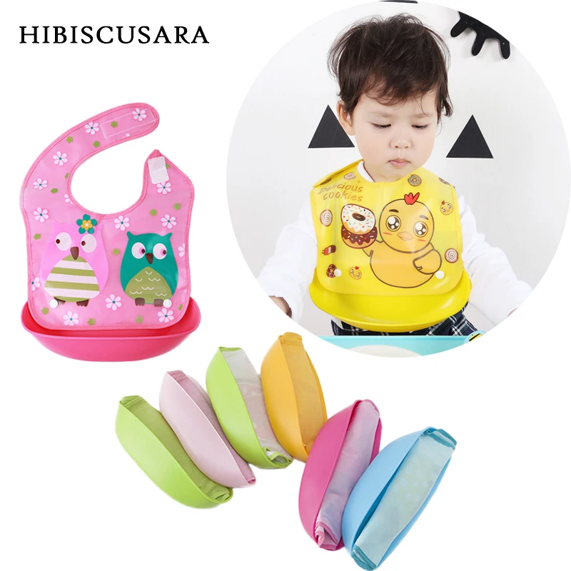 

Cartoon Prints Kids Silicon Bib Baby Bib Children's Waterproof Bib Removable Pocket Baby Feeding Tools Boy Girl Bibs Apron