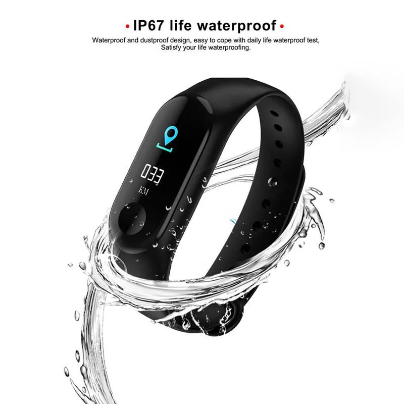 

M3 Intelligent Watch Writsband Sport Watch Color Screen Waterproof Fitness Tracker Heart Rater Step Monitor Smart Bracelet Band