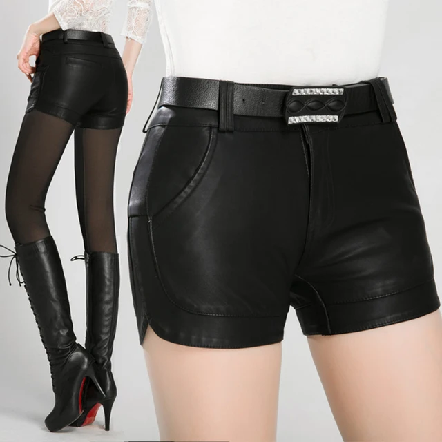 2024 new arrival Women's spring autumn Fashion PU Leather Shorts Lady's Mid-Waist Short sexy Shorts Pants 1