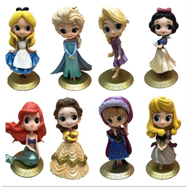 Best Price 14cm Gold Princess Mermaid  Doll Snow white Rapunzel Princess Action&Figure Toy KID Girls Christmas Gift