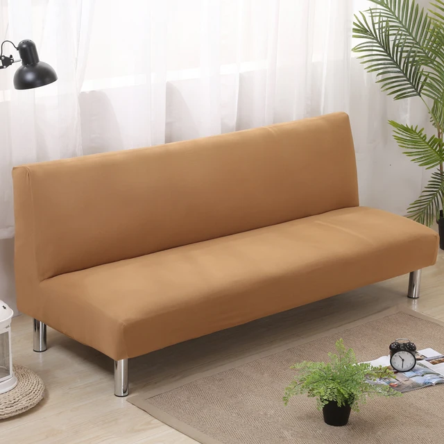 Solid Color Folding Sofa Cover Elastic Slipcovers For Armless Solid Color Folding Sofa Cover Elastic Slipcovers For Armless Bed Two Seater Covers