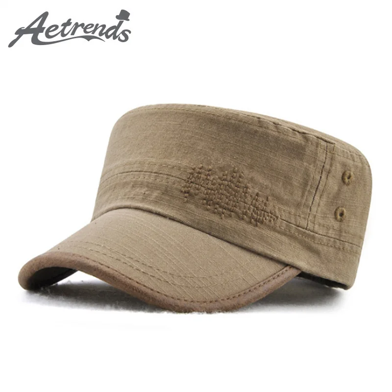 

[AETRENDS] 2018 New Fashion 100% Cotton Military Caps Flat Hats for Men Women Army Cap Captain Hat Z-6455