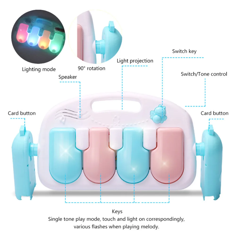 Детский игровой коврик, детская стойка для фитнеса, пианино, клавиатура с милым животным, одеяло, погремушки, игрушки, детский гимнастический коврик для ползания, развивающий коврик