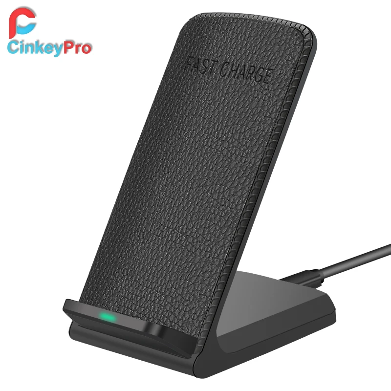 

CinkeyPro QI Wireless Charger Holder for iPhone 8 10 X Samsung S6 S7 S8 Charge 2-Coils Quick Charge 2.0 Charging Stand Devices