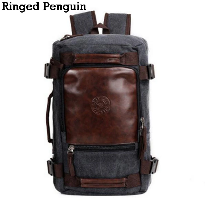 

Ringed Penguin 2017 New Fashion Large Capacity Rucksack Men's High Quality Canvas Backpack Leisure Travel Backpack