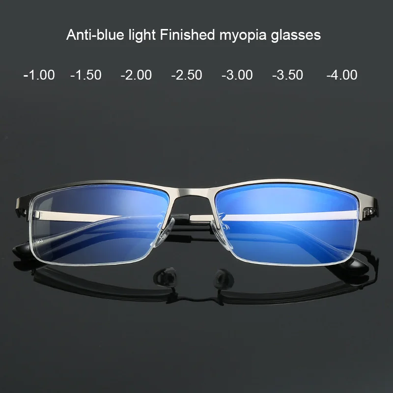 

Near Short Sighted Distance Glasses Myopia Half Frame Alloy Blue Light Blocking Computer Glasses Business Glasses for Men Women
