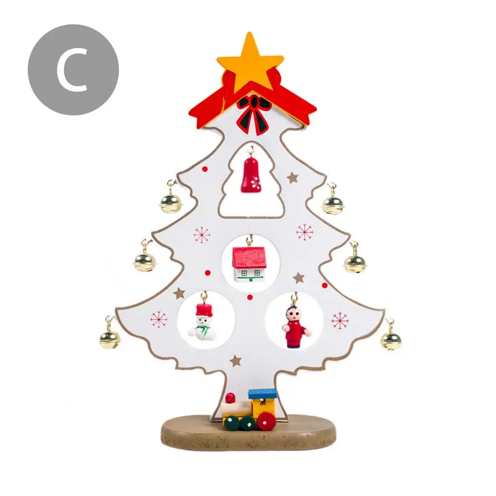 Маленькие Леггинсы с изображением елок, орнаменты, крашенная деревянная елка, сделай сам, рождественские украшения для дома, подарок для детей, вечерние принадлежности - Цвет: White