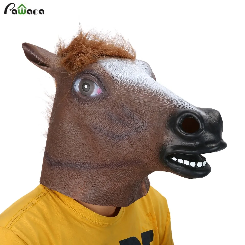 2018 Full Face Horse Mask Halloween Novelty Creepy Costume Animal Head Mask Toys Theater Prop