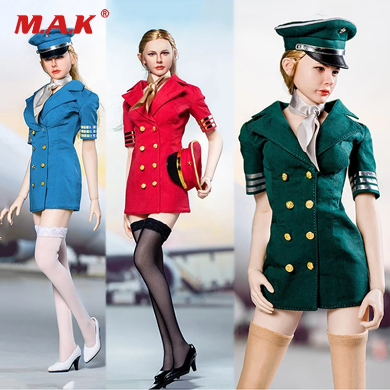 

1/6 Scale Sexy woman Flight attendant costume Aviation FLight Suit clothing set for female body figure toy gift