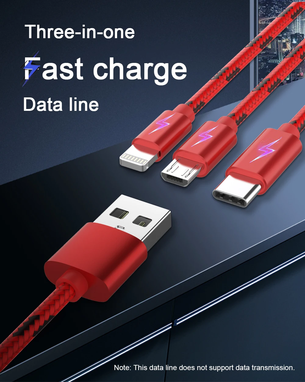 3 в 1 USB кабель 2 в 1 Тип C 8 Pin кабель зарядного устройства микро-usb для iPhone X samsung S9 S8 huawei P20 3A USB-C Android телефонные кабели