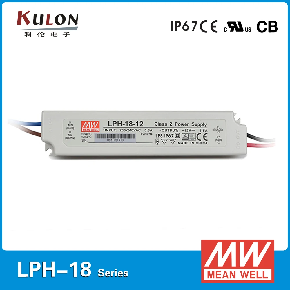 

MEAN WELL Switch Power Supply LPL-18-24 Single Output 18W 24V 0.75A led driver 110VAC input to 24VDC
