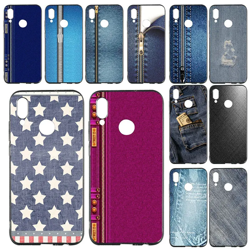 

Soft Silicone TPU Phone Cases Cover for Huawei P8 P9 P10 P20 P30 Mate 10 Pro Honor 7A 8X 9 10 Lite 2017 Jeans Zipper Denim Hole