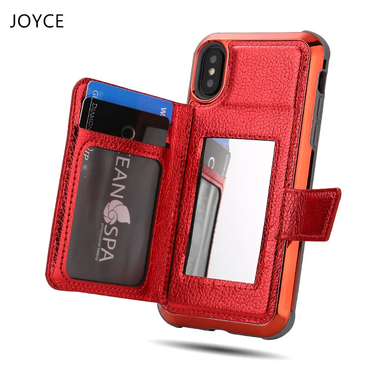 

JOYCE Mobile Phone Cases For iPhone X XS MAX XR Fashion Mirror PU Leather Case For iPhone 6 6s 7 8 plus Mobile Phone Bag housing