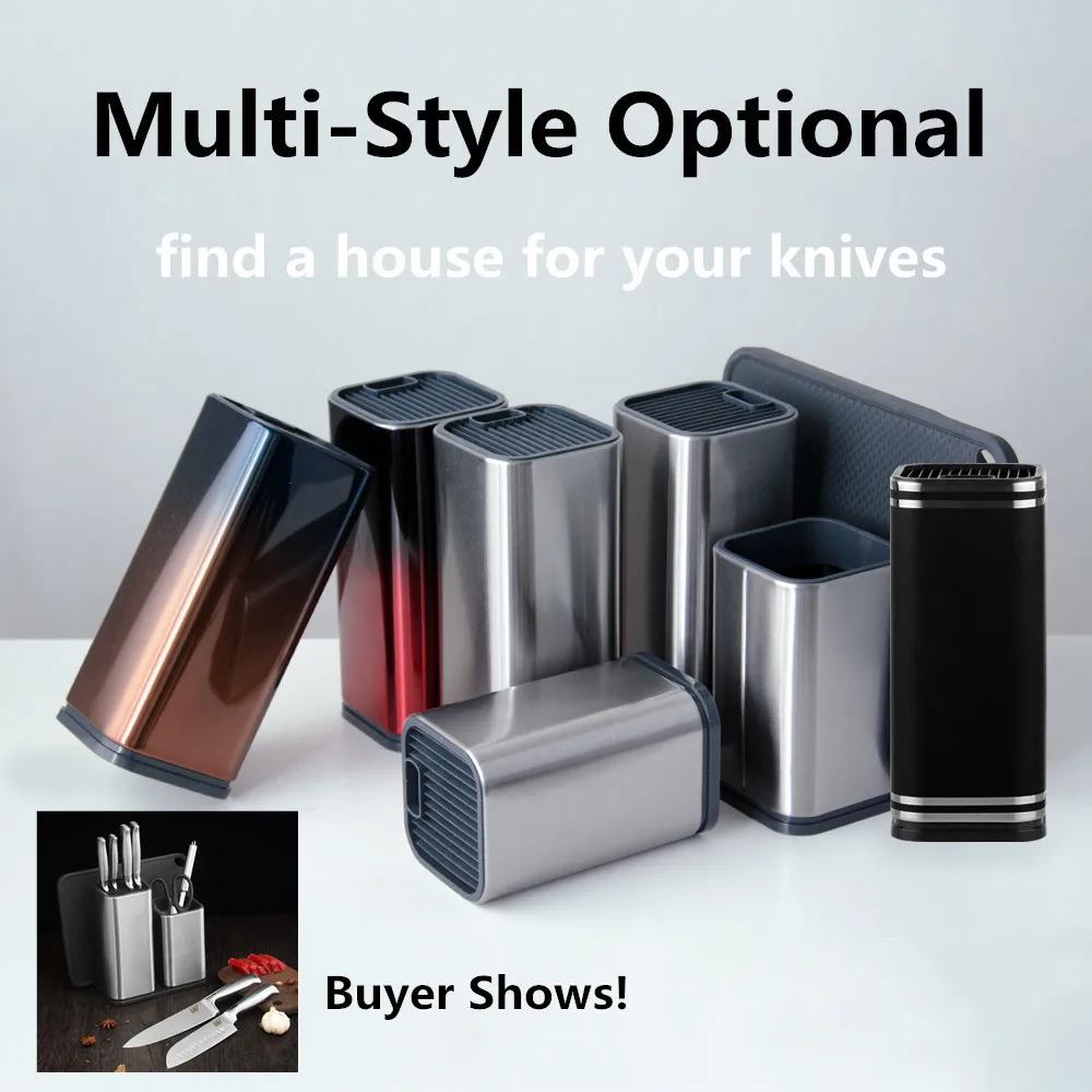 

Xyj Cutlery Kitchen Knife Holder Storage Supplies Stainless Steel Knife Block Stand Large Capacity Multifunctional Storage Seat