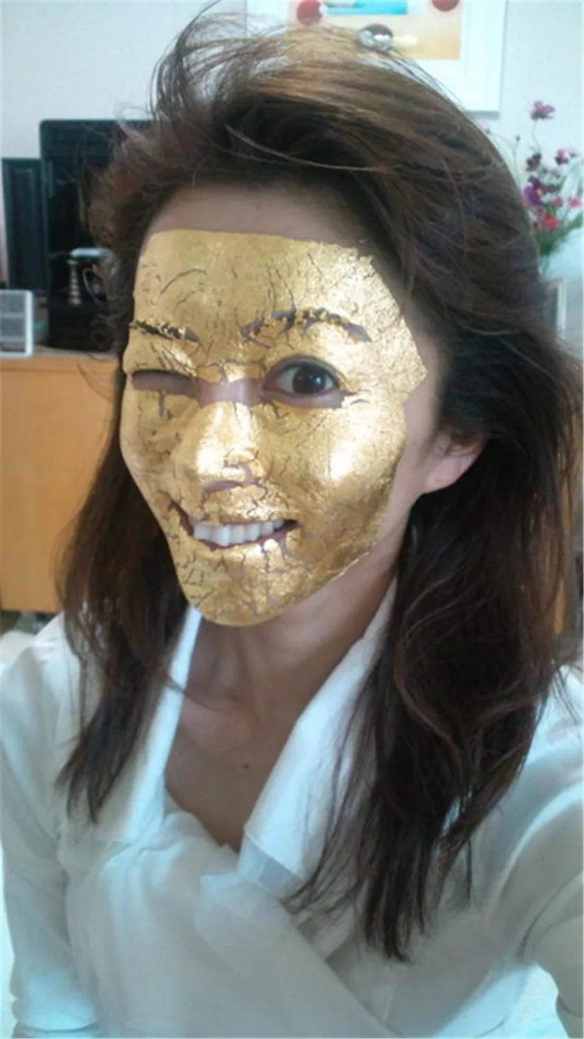 

10pcs Gold Leaf 9.33*9.33cm Large Anti-Aging Pure 24K Gold Foil Mask Moisturizing Facial Sheets Ageless Beauty SPA Equipment