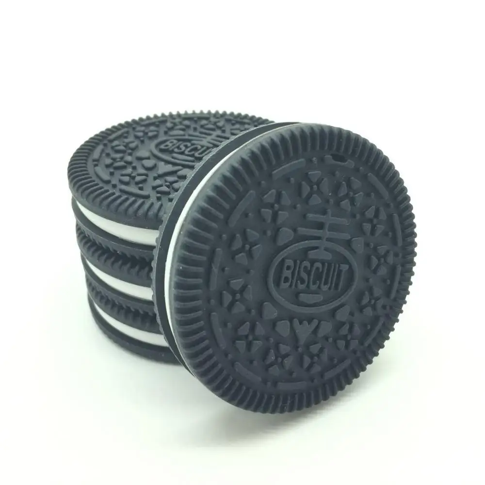 5 шт. Печенье Oreo бусины силиконовые подвески формы печенья Прорезыватель кулоны еда без бисфенола-а класса печенья пончик Битер Игрушки для малышей - Окраска металла: Black