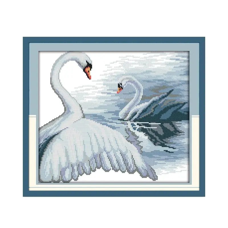 

Beautiful white swan handmade diy Counting Sewing Embroidery Cross-stitch Kits Swan Lake Animal fauna Decoration