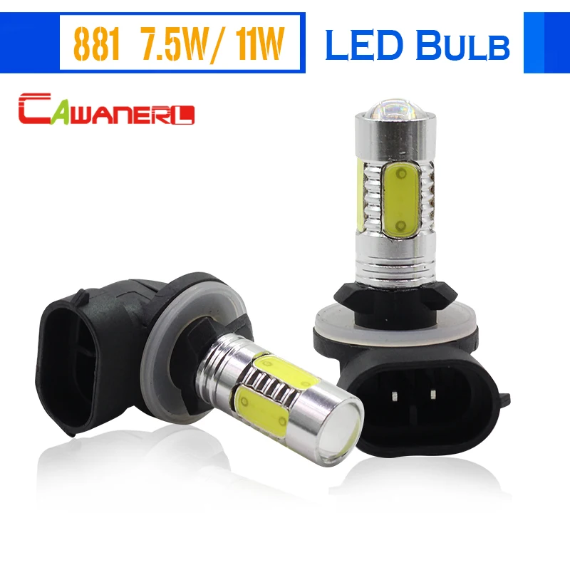 

Cawanerl 7.5W 11W 881 H27 Auto LED Bulb 6000K White DC 12V High Lumens Car Light Fog Light Daytime Running Lamp DRL 2 Pieces