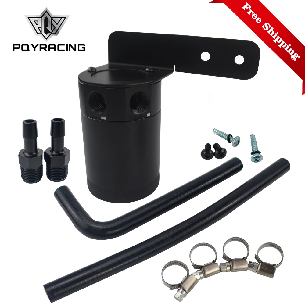 

Free Shipping OIL CATCH CAN TANK / AIR-OIL SEPARATOR KIT FOR HONDA CIVIC 16-17 BLACK WITH HOSE PQY-TK58