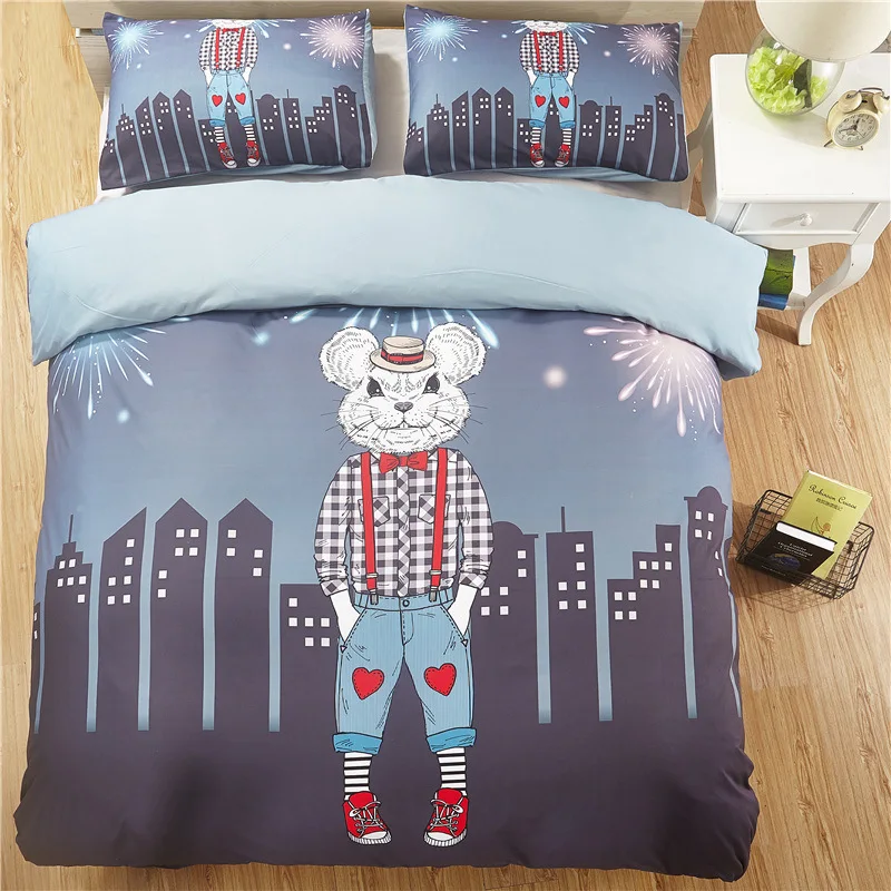 

Horse head character animal Digital print Bedding Set Quilt Cover Design Bed Set Bohemian a Mini Van Bedclothes 3pcs BE1274