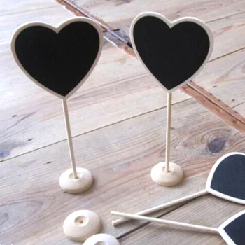 

30pcs Mini Heart Wooden Blackboard Price Display Stick Stand Holder Wood DIY Message Stand Chalkboard 18x7.5cm