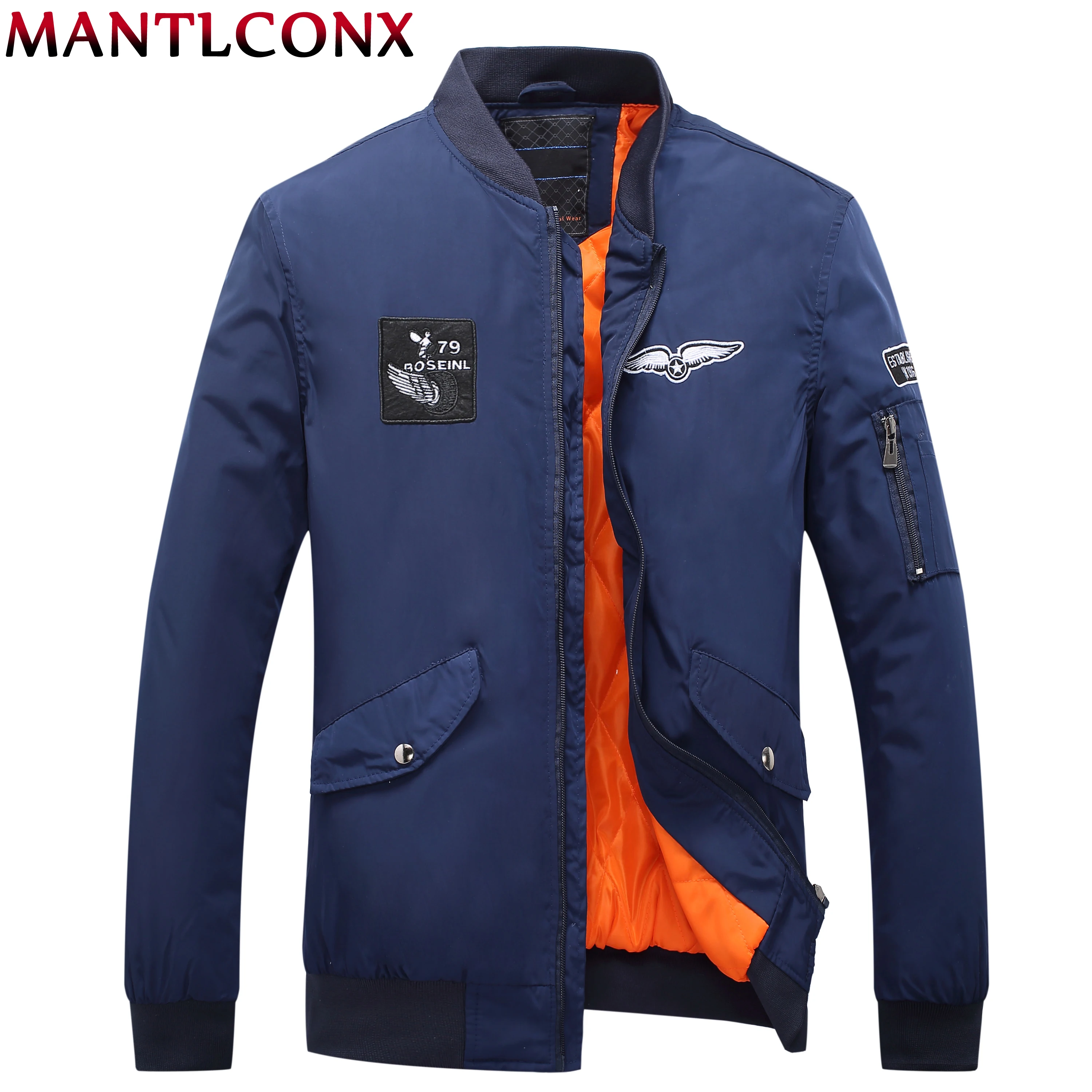 

MANTLCONX 2019 Spring Casual Bomber Jacket Solid Slim Men Overcoat Baseball Jackets Mens Pilot bomber jacket Male Fashion Coat