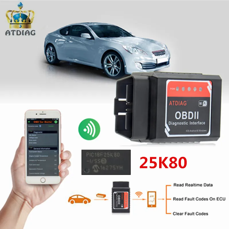 

ELM327 WiFi V1.5 with Chip PIC18F25K80 Diagnostic Tool ELM 327 For IPhone/Android ELM327 V1.5 OBD2 OBD II Scanner