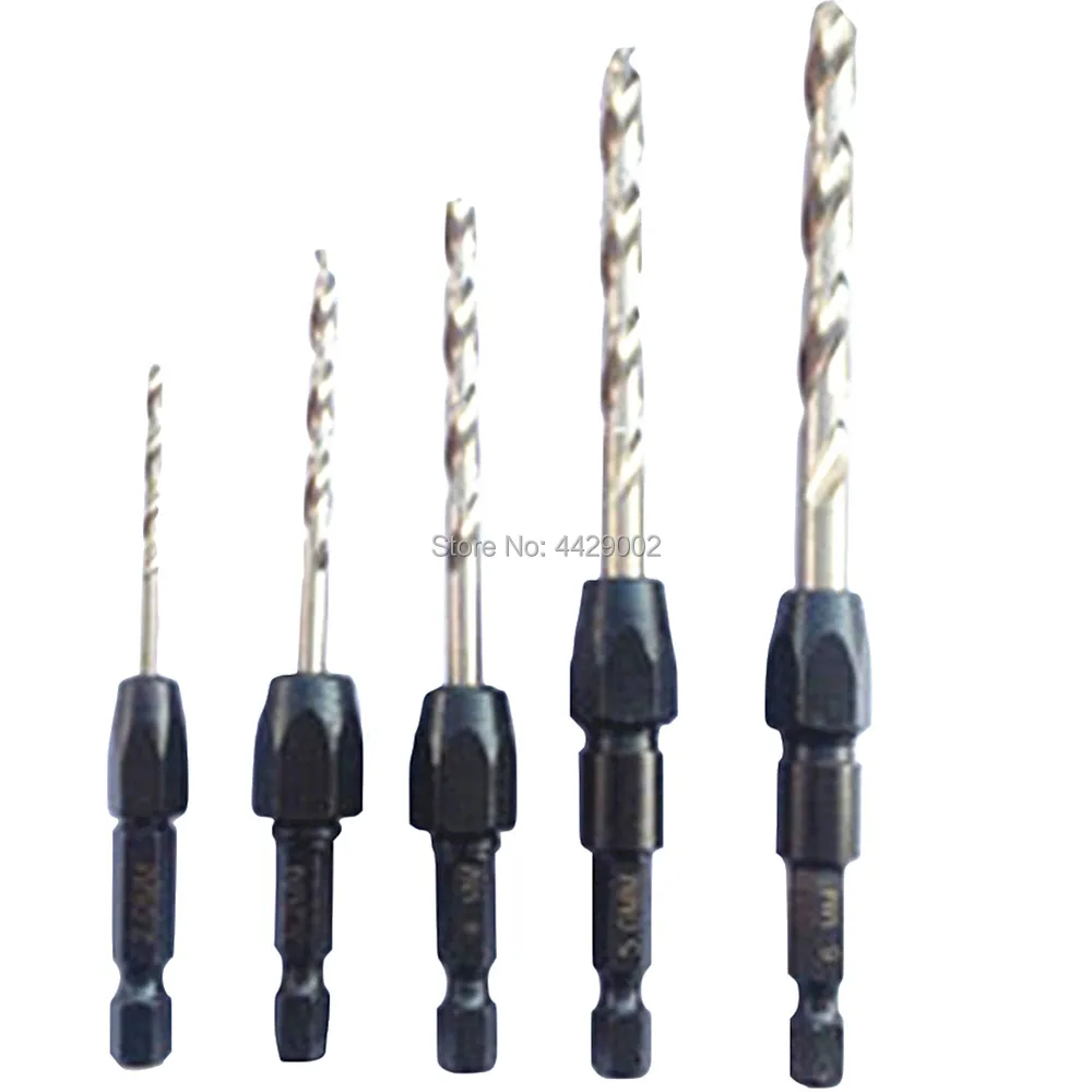 

5pcs Quick Change Hex Shank Twist Drill Bit Set Metal Wood Plastic Drilling Reamer Hole Cutter 1/4" Hex 2mm 3.2mm 4mm 5mm 6mm