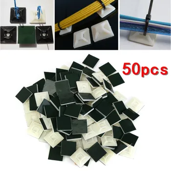 

50pcs Black White Self Adhesive Stick-on Mounts for Cable Ties / Routing Looms Wire & Cable Base Clamps Clip