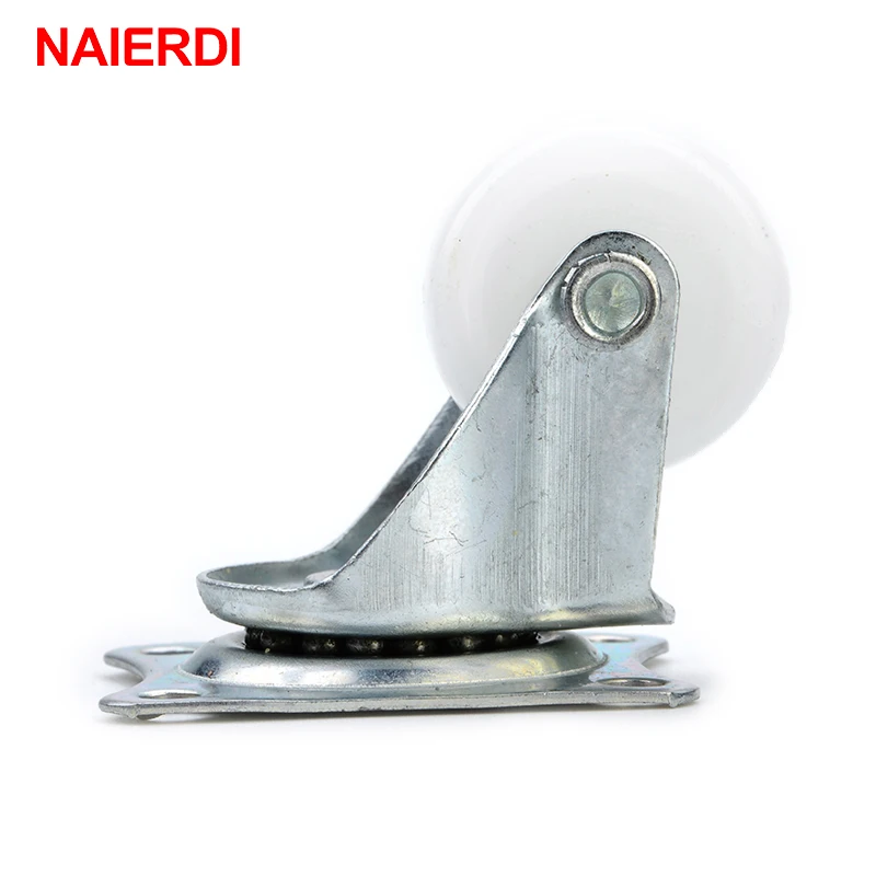 Roda resistente universal giratória 10kg, 4 unidades, naierdi, 1 ", roda de móveis castor branco pp, nylon duplo, roda de rolo para cadeira de carrinho plataforma-5