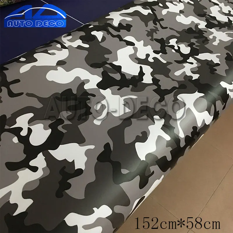 Cheshjon Arctic Camouflage виниловая клейкая черная белая серая камуфляжная пленка Военная мотоциклетная наклейка со скутером наклейка для изменения цвета - Название цвета: Matte finished 58cm