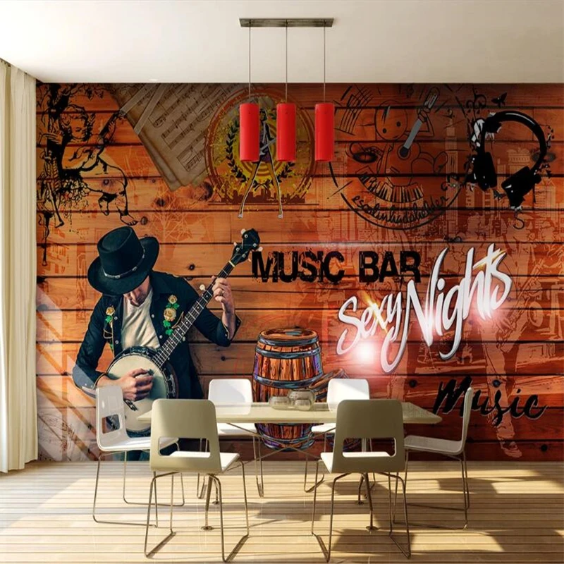 Wellyu Papel Parede Carta Da Parati Personalizzata Personalità Plancia Graffiti Music Bar Utensili Muro Papel Tapiz Behang Carta Da Parati 3D