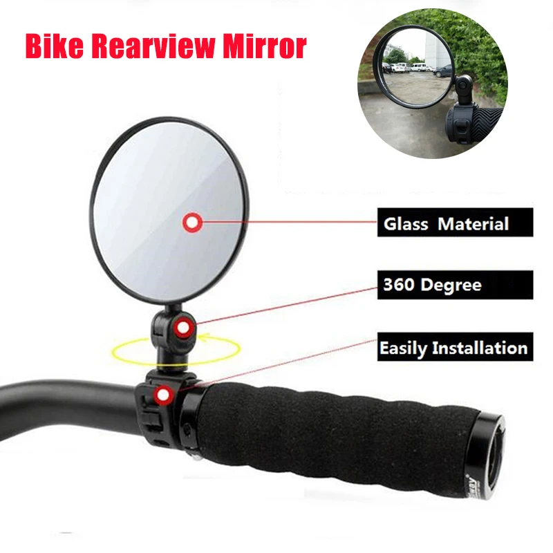 

2019 Large Bike Reflector Wide-angle Convex Mirror Bicycle Mirror Mountain Bike Rearview Mirror Silicone Handle Rearview Mirror