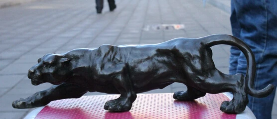 

free art Bronze Copper western home decor wold leopard panther Statue Figurine fast