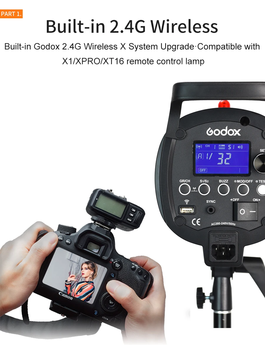 Godox QS400II 400 Вт студийная вспышка стробоскоп свет студия монолайт для любителей или профессиональных фотостудий фотографов